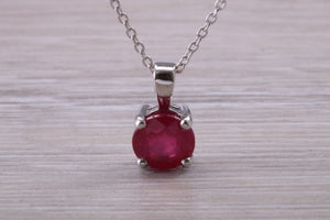 1.76 carat Ruby set 18ct White Gold Solitaire Necklace