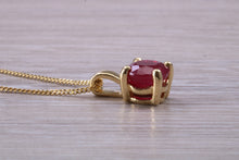 Load image into Gallery viewer, 1.75 carat Ruby Solitaire set 18ct Yellow Gold Necklace