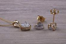 Load image into Gallery viewer, Love Heart cut Yellow Gold C Z set Diamond Look Earrings and Matching Necklace