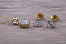 Load image into Gallery viewer, Love Heart cut Yellow Gold C Z set Diamond Look Earrings and Matching Necklace