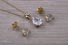 Load image into Gallery viewer, Tear Drop cut Yellow Gold C Z set Diamond Look Earrings and Matching Necklace