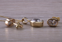 Load image into Gallery viewer, Oval cut 9ct Yellow Gold C Z set Earrings and Matching Necklace
