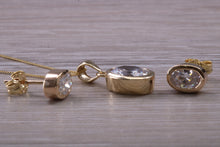 Load image into Gallery viewer, Oval cut 9ct Yellow Gold C Z set Earrings and Matching Necklace