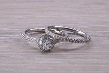 Load image into Gallery viewer, Natural Diamond set Engagement Ring with Matching Wedding Band