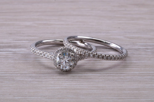 Natural Diamond set Engagement Ring with Matching Wedding Band