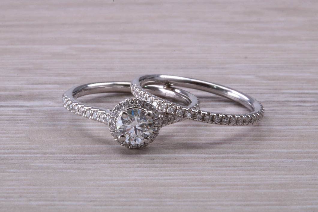 Natural Diamond set Engagement Ring with Matching Wedding Band
