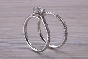 Natural Diamond set Engagement Ring with Matching Wedding Band