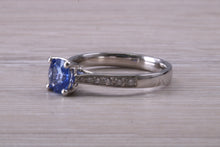 Load image into Gallery viewer, One carat Ceylon Blue Sapphire and Diamond Ring