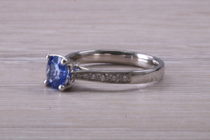 One carat Ceylon Blue Sapphire and Diamond Ring