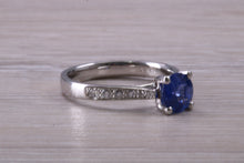 Load image into Gallery viewer, One carat Ceylon Blue Sapphire and Diamond Ring