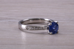 One carat Ceylon Blue Sapphire and Diamond Ring