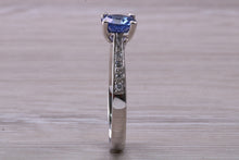 Load image into Gallery viewer, One carat Ceylon Blue Sapphire and Diamond Ring