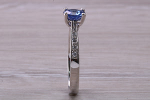 One carat Ceylon Blue Sapphire and Diamond Ring