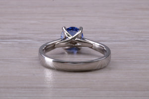 One carat Ceylon Blue Sapphire and Diamond set ring, natural Sapphire and Diamonds, guaranteed Ceylon Sapphire, Platinum or 18ct Yellow Gold