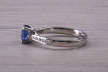 Load image into Gallery viewer, One carat Ceylon Blue Sapphire and Diamond Ring