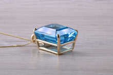 Load image into Gallery viewer, 15ct Large Blue Topaz set Yellow Gold Solitaire Necklace