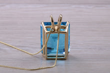Load image into Gallery viewer, 15ct Large Blue Topaz set Yellow Gold Solitaire Necklace