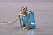 Load image into Gallery viewer, 15ct Large Blue Topaz set Yellow Gold Solitaire Necklace