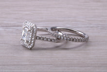 Load image into Gallery viewer, Platinum Diamond Bridal Rings set with One carat Moissanite Diamond and Natural Diamonds