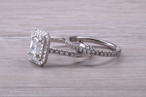 Platinum Diamond Bridal Rings set with One carat Moissanite Diamond and Natural Diamonds