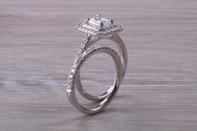 Load image into Gallery viewer, Platinum Diamond Bridal Rings set with One carat Moissanite Diamond and Natural Diamonds