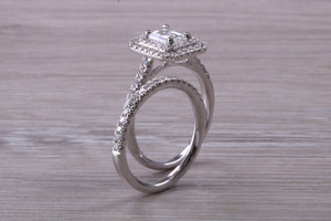 Platinum Diamond Bridal Rings set with One carat Moissanite Diamond and Natural Diamonds
