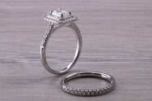Load image into Gallery viewer, Platinum Diamond Bridal Rings set with One carat Moissanite Diamond and Natural Diamonds