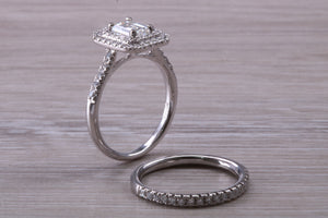 Platinum Diamond Bridal Rings set with One carat Moissanite Diamond and Natural Diamonds
