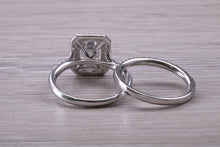 Load image into Gallery viewer, Platinum Diamond Bridal Rings set with One carat Moissanite Diamond and Natural Diamonds
