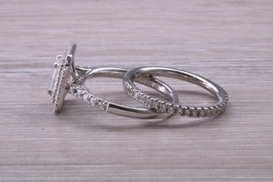 Platinum Diamond Bridal Rings set with One carat Moissanite Diamond and Natural Diamonds