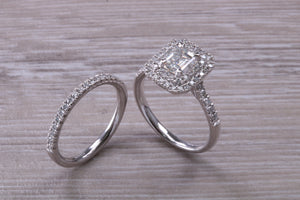 Platinum Diamond Bridal Rings set with One carat Moissanite Diamond and Natural Diamonds