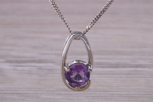 9ct White Gold real Amethyst necklace, British hallmarked