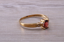 Load image into Gallery viewer, Dainty Garnet and Diamond set Gold Ring