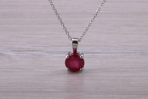 1.76 carat Ruby set 18ct White Gold Solitaire Necklace