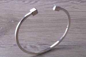 Solid Square Profile Torque Bangle, Completely Made from Solid Silver
