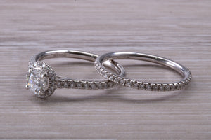 Natural Diamond set Engagement Ring with Matching Wedding Band