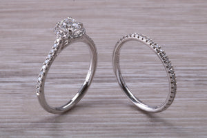 Natural Diamond set Engagement Ring with Matching Wedding Band