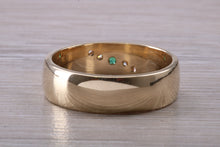 Load image into Gallery viewer, Diamond and Emerald set Chunky 6mm Wide Band