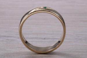 Diamond and Emerald set Chunky 6mm Wide Band