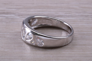 Chunky One carat Diamond set Band, Round and Teardrop cut Diamonds
