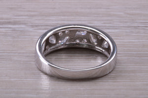 Chunky One carat Diamond set Band, Round and Teardrop cut Diamonds