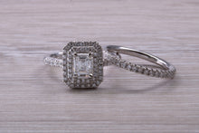Load image into Gallery viewer, Platinum Diamond Bridal Rings set with One carat Moissanite Diamond and Natural Diamonds