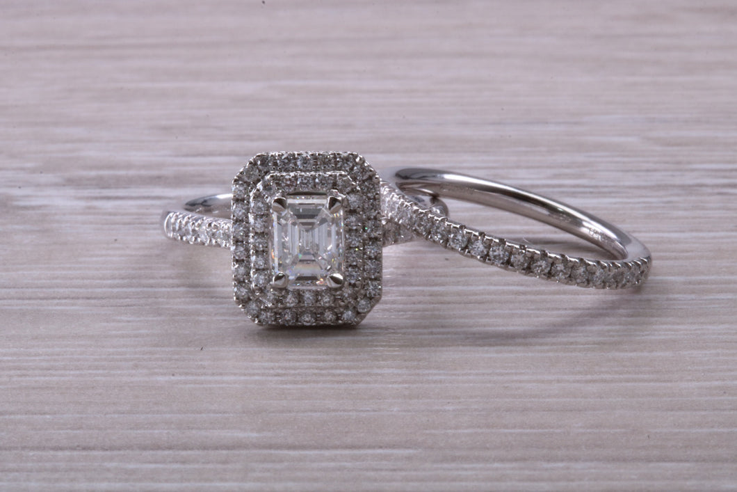 Platinum Diamond Bridal Rings set with One carat Moissanite Diamond and Natural Diamonds
