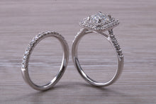 Load image into Gallery viewer, Platinum Diamond Bridal Rings set with One carat Moissanite Diamond and Natural Diamonds