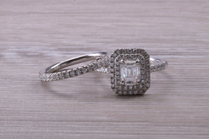Platinum Diamond Bridal Rings set with One carat Moissanite Diamond and Natural Diamonds