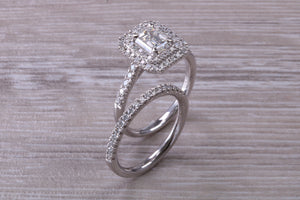 Platinum Diamond Bridal Rings set with One carat Moissanite Diamond and Natural Diamonds