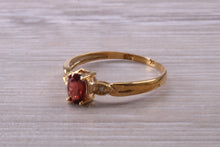 Load image into Gallery viewer, Dainty Garnet and Diamond set Gold Ring