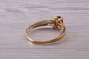 Dainty Garnet and Diamond set Gold Ring