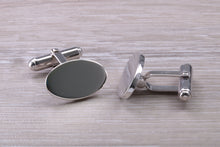 Load image into Gallery viewer, Gentleman&#39;s Cufflinks. Oval profile, made from solid sterling silver traditional cufflinks with swivel back fittings.