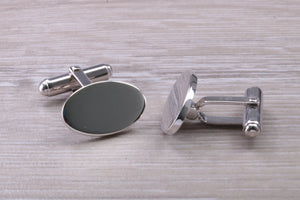 Gentleman's Cufflinks. Oval profile, made from solid sterling silver traditional cufflinks with swivel back fittings.